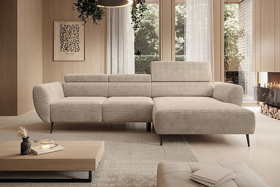 WERK2 Ecksofa Alisson, mit elektrischer Sitztiefenverstellung, L-Form, Brei günstig online kaufen