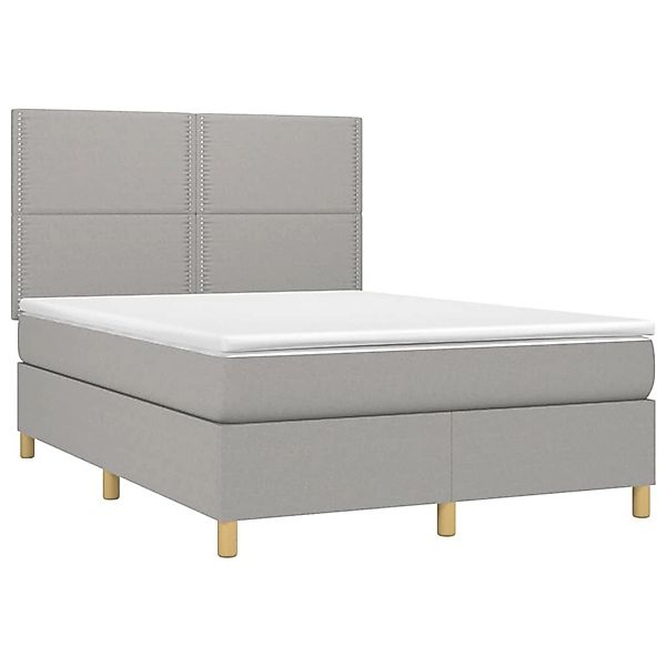 vidaXL Boxspringbett mit Matratze & LED Hellgrau 140x190 cm Stoff 3135349 günstig online kaufen