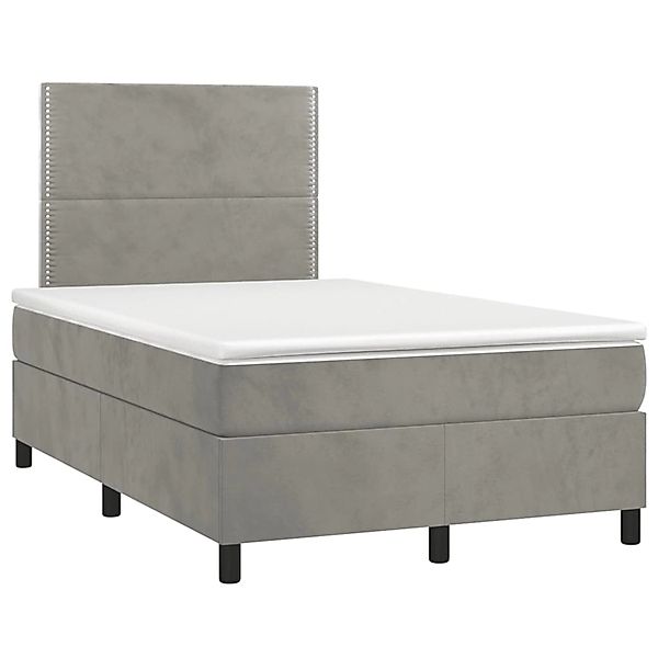 vidaXL Boxspringbett mit Matratze & LED Hellgrau 120x190 cm Samt 3270305 günstig online kaufen