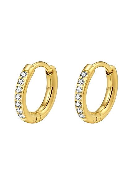 Hey Happiness Paar Creolen Damen Zirkonia, Edelstahl Ohrringe Klein Mittel günstig online kaufen