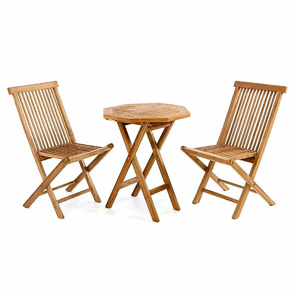 VCM Garten-Essgruppe "3-tlg. Sitzgruppe Garten Tisch Stuhl Holz Teak" günstig online kaufen