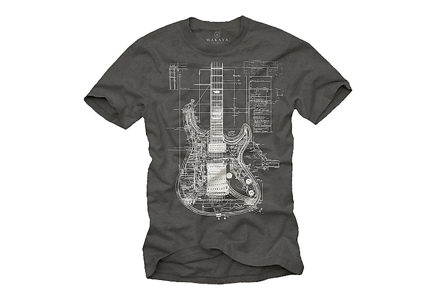 MAKAYA Print-Shirt mit Gitarrenmotiv Herren Musik Geschenke Gitarrenspieler günstig online kaufen