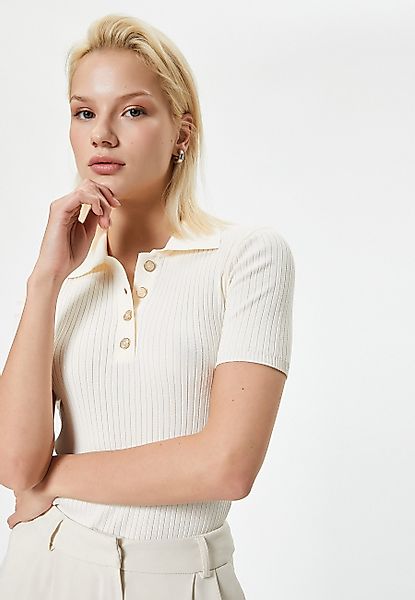 Koton Kurzarmpullover Polokragen Mit Knöpfen günstig online kaufen