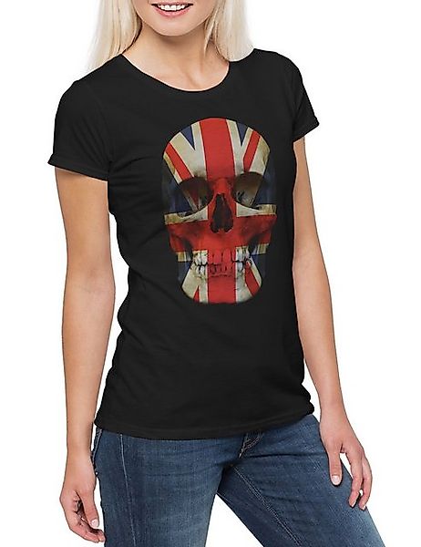 Urban Backwoods Print-Shirt Union Jack UK Skull Flag Damen T-Shirt Totenkop günstig online kaufen