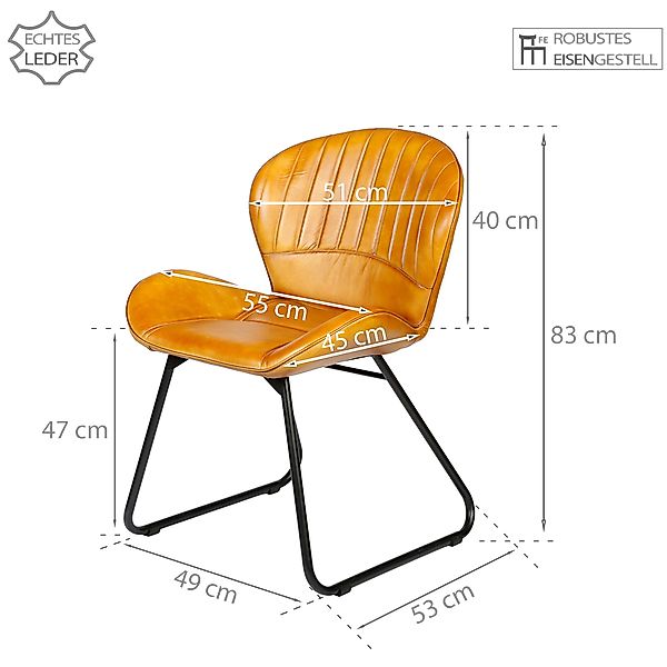 Casa Moro Polsterstuhl Esszimmerstuhl Leder Cognac günstig online kaufen