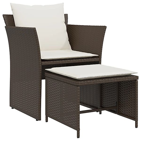vidaXL Gartenlounge-Set Gartenstuhl mit Fußhocker Braun günstig online kaufen