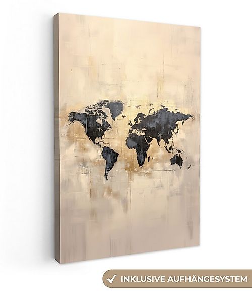OneMillionCanvasses® Leinwandbild Weltkarte - Gold - Schwarz - Abstrakt, Fo günstig online kaufen