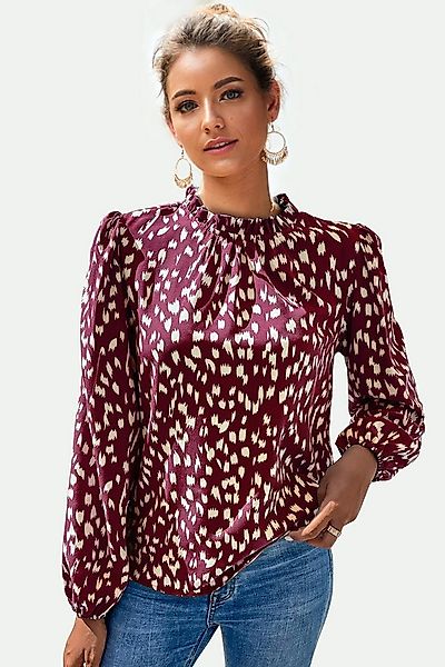 FS Collection Langarmbluse Damen Bluse hochgeschlossenes Oberteil mit Rüsch günstig online kaufen