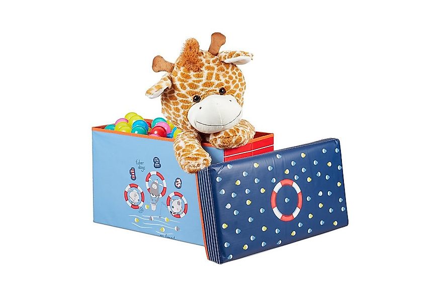 relaxdays Spielzeugtruhe Sitzbox für Kinder, Sea Life günstig online kaufen