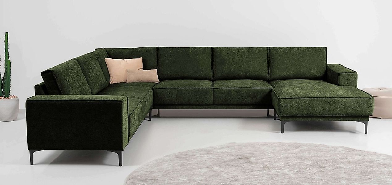 PLACES OF STYLE Wohnlandschaft "XXL Sofa Oland, Struktur, Flachgewebe, Luxu günstig online kaufen