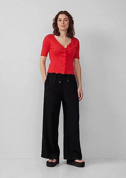 QS Stoffhose Leinenmixhose mit Gummizug und weitem Bein Gummizug günstig online kaufen