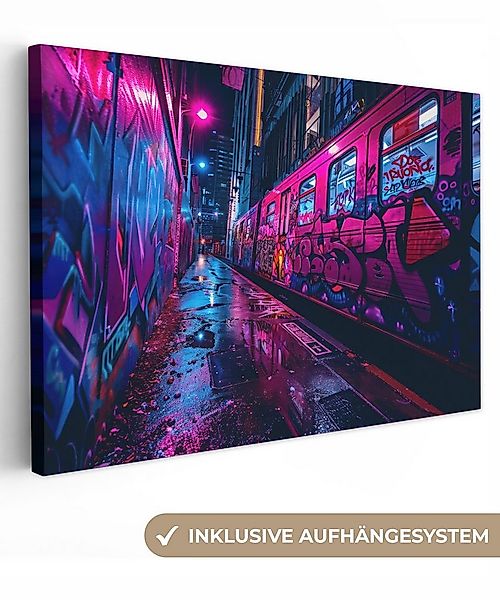 OneMillionCanvasses® Leinwandbild Stadt - Neon - Nacht - Rosa - Graffiti, F günstig online kaufen