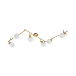 Lindby Deckenlampe Elaina, 180cm, 6-flg., messing, Glas, E14 günstig online kaufen