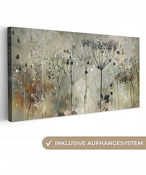 OneMillionCanvasses® Leinwandbild Panorama Blumen - Grau - Natur - Kunst, F günstig online kaufen
