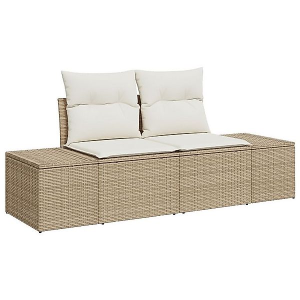 vidaXL Loungesofa 2-Sitzer Garten-Sofa mit Kissen Beiges Polyrattan, 1 Teil günstig online kaufen