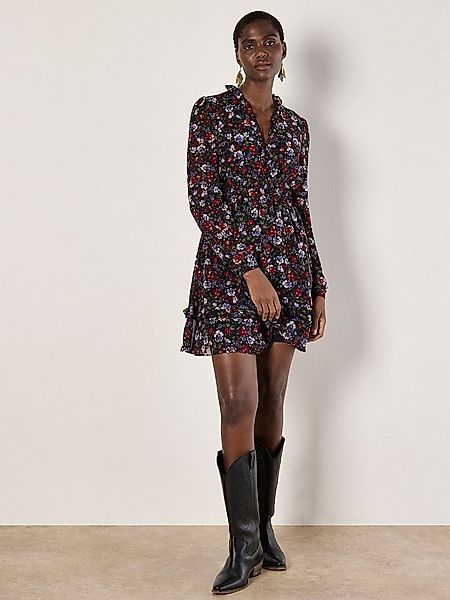 Apricot Druckkleid Geblümtes Chiffon-Minikleid (1-tlg) mit elastischer Tail günstig online kaufen