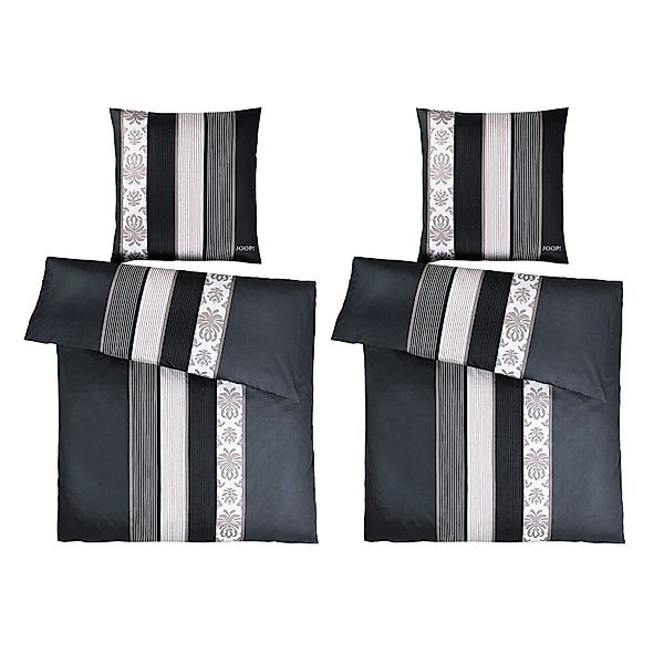 4 tlg JOOP! Satin Bettwäsche Ornament Stripes 4022-9 schwarz 135x200 günstig online kaufen