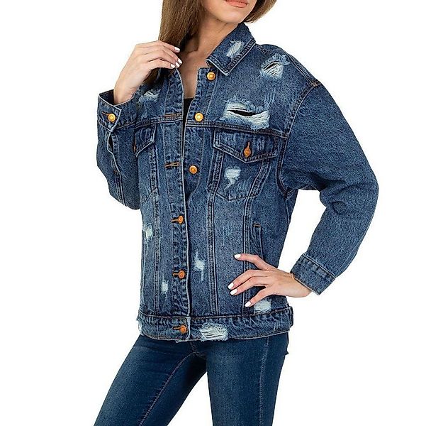 Ital-Design Jeansjacke Damen Freizeit Destroyed-Look Jeansjacke in Blau günstig online kaufen