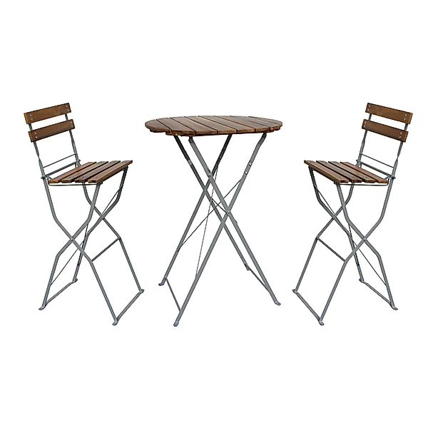 Mojawo Biergarten Tisch Klapptisch Stehtisch klappbar Akazie Stahl Ø80 cm günstig online kaufen