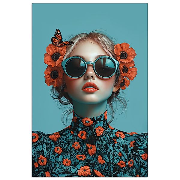 MuchoWow Poster Frau - Blau - günstig online kaufen