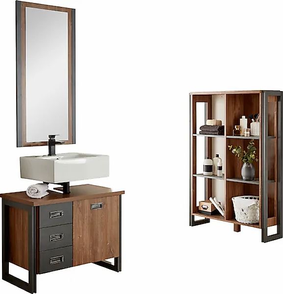 Home affaire Badmöbel-Set »Detroit, Bad im Industrialdesign, 3-teiliges Bad günstig online kaufen
