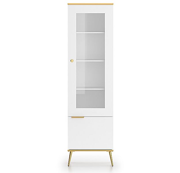 Lomadox Vitrine VLORA-131 Schrankvitrine, weiß mit goldfarbigen Details, 19 günstig online kaufen