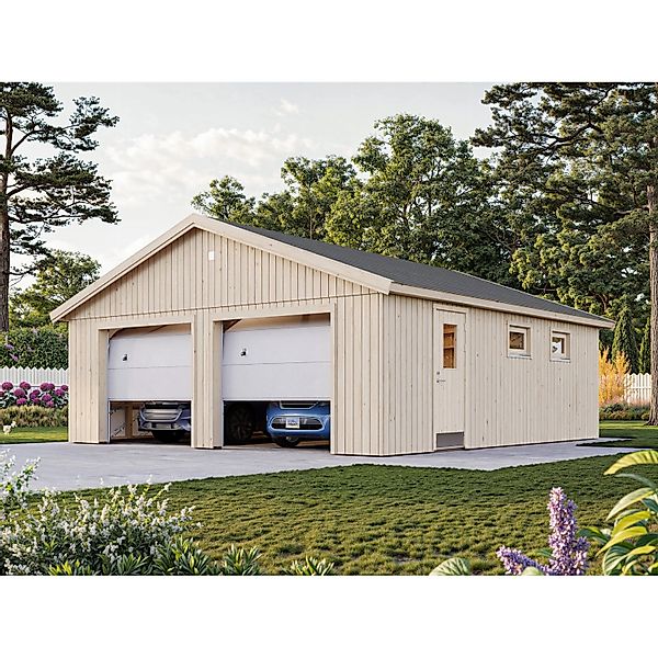 Palmako Garage Andre 44,7 m² mit Sektionaltoren Unbehandelt 665 x 739 cm No günstig online kaufen
