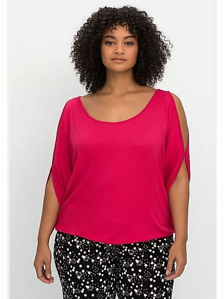 Sheego T-Shirt "Große Größen", mit geschlitzten Fledermausärmeln günstig online kaufen