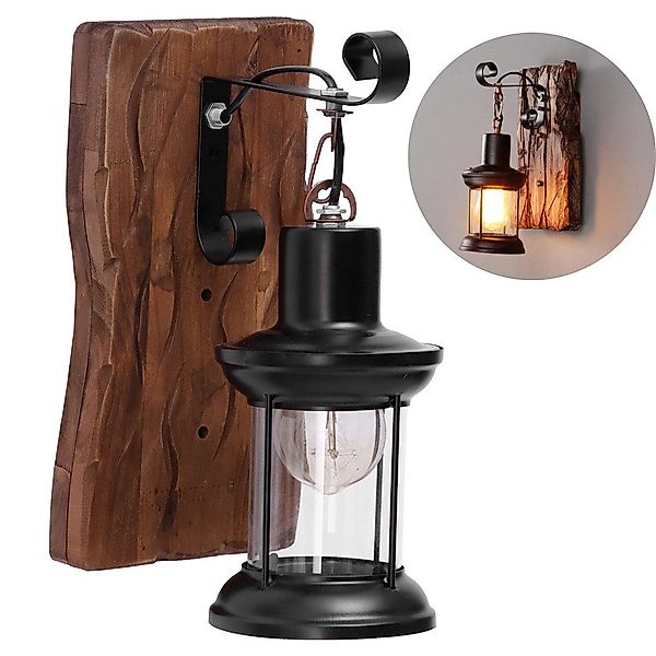 BlingBin Wandleuchte E27 Holz Retro Wandlampe günstig online kaufen