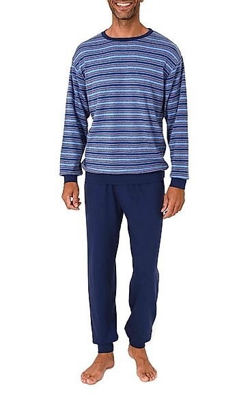 Normann Pyjama Herren Schlafanzug gesgtreift in warmer Kuschel Interlock Qu günstig online kaufen
