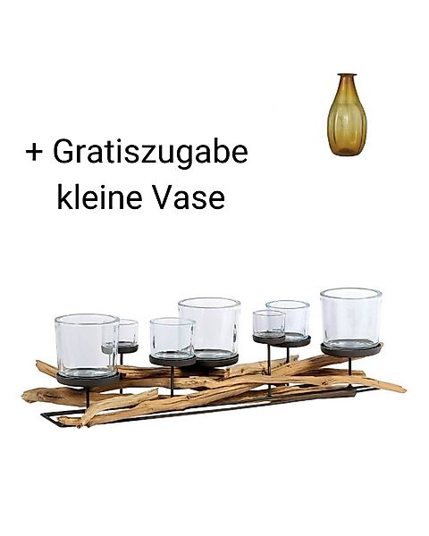 Leuchter Lincoln natural Länge 100 cm + Gratiszugabe kleine Vase günstig online kaufen