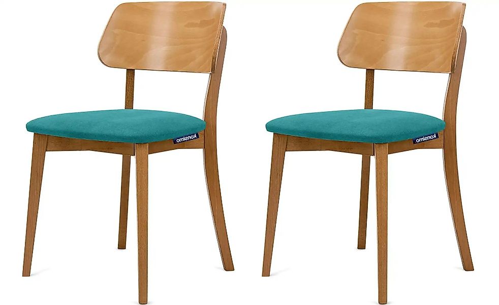 KONSIMO Holzstuhl 2er-Set   ¦ türkis/petrol ¦ Maße (cm): B: 47 H: 80,5 Stüh günstig online kaufen