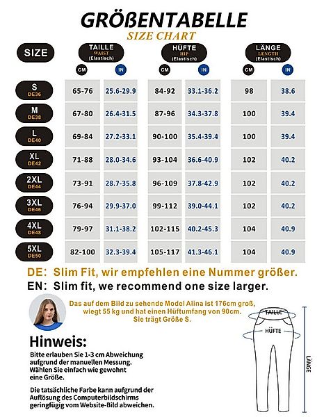 Jepo Leggings Elastische Damenhose Thermoleggings warm Fit Schwarz-2XL Bequ günstig online kaufen