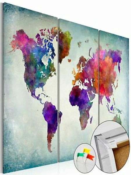artgeist Pinnwand Bild World in Colors [Cork Map] mehrfarbig Gr. 90 x 60 günstig online kaufen