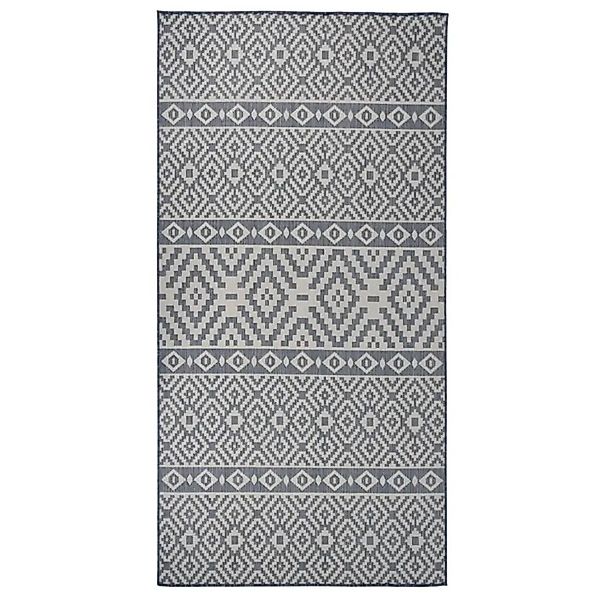 vidaXL Outdoor-Teppich Flachgewebe 100x200 cm Blau Gestreift 340836 günstig online kaufen