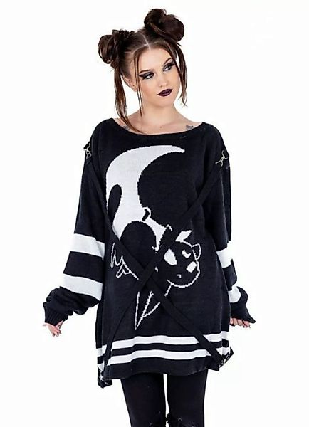 Heartless Sweatshirt Moon Cats Strickpulli Gothic Katze Punk Mond Kitty Lun günstig online kaufen