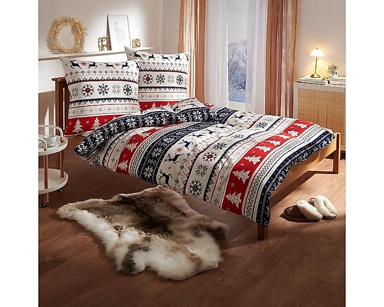TRAUMSCHLAF Bettwäsche Norweger Hirsch, Flanell, 2 teilig, Flanell-Winterbe günstig online kaufen