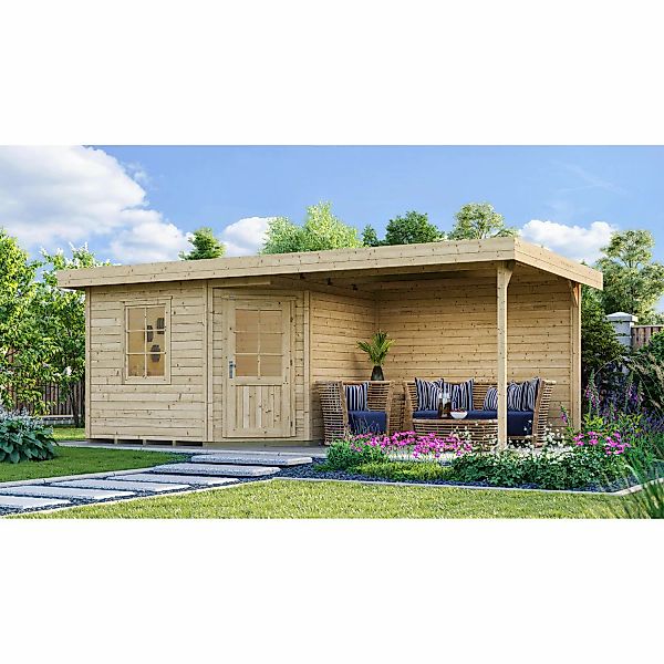 Weka Gartenhaus San Remo B Natur BxT: 601 cm x 298 cm davon 303 cm Terrasse günstig online kaufen