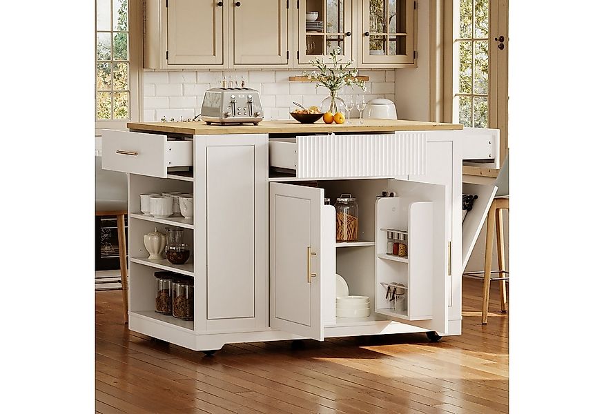 Flieks Küchenwagen mit Rollen, Schubladen, Klappen, Türregalen und verstell günstig online kaufen