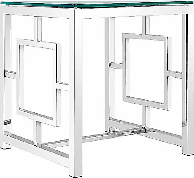 Leonique Beistelltisch »Robin«, Beistelltisch, quadratisch, Silber, Glas, C günstig online kaufen