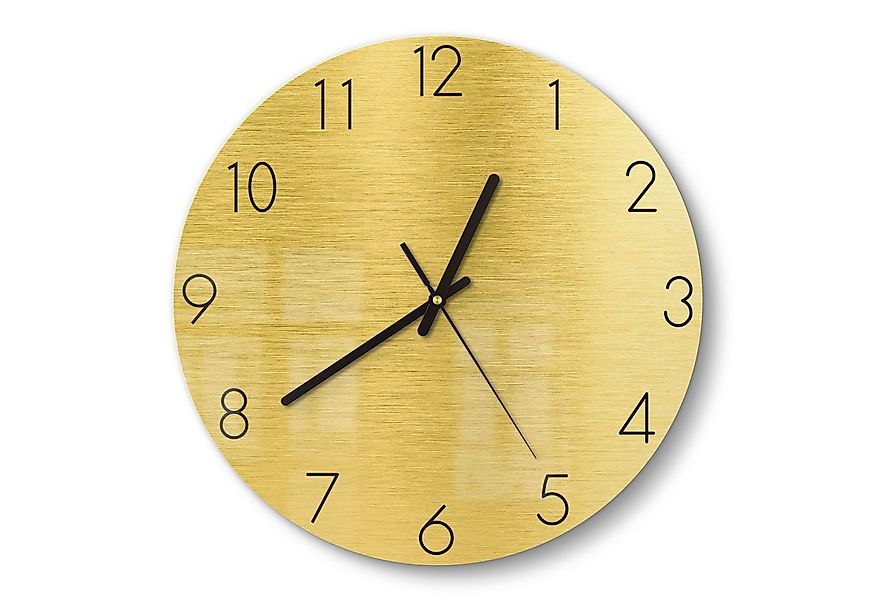 DEQORI Wanduhr 'Gebürstete Goldoberfläche' (Glas Glasuhr modern Wand Uhr De günstig online kaufen