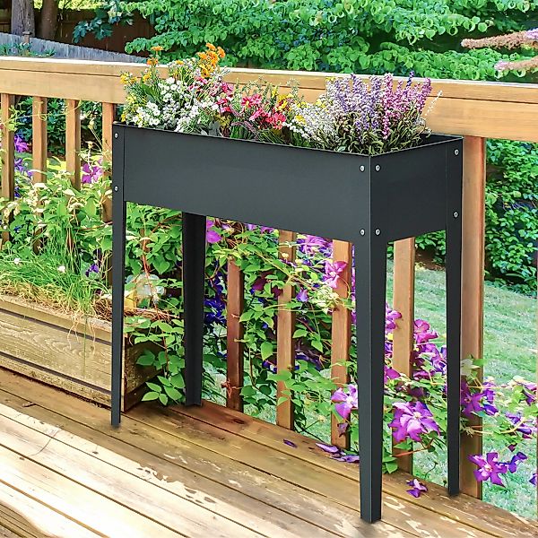 Outsunny Hochbeet Kräuterbeet Pflanzkasten mit Füßen und 3 Abflusslöchern 1 günstig online kaufen