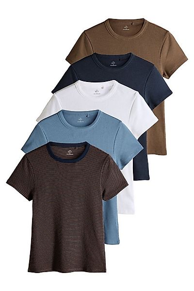 The Set T-Shirt The Set gerippte Kurzarm-T-Shirts, 5er-Pack (5-tlg) günstig online kaufen