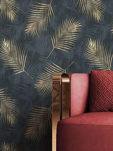 Newroom Vliestapete, Schwarz Tapete Floral Blätter günstig online kaufen