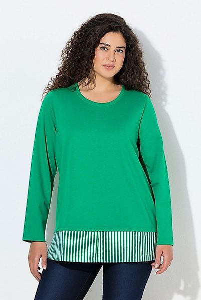 Ulla Popken Sweatshirt Sweater Blusensaum Rundhals Langarm günstig online kaufen