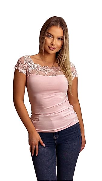 Mississhop Spitzenshirt Spitzenshirt Spitze Spitzen T-Shirt günstig online kaufen
