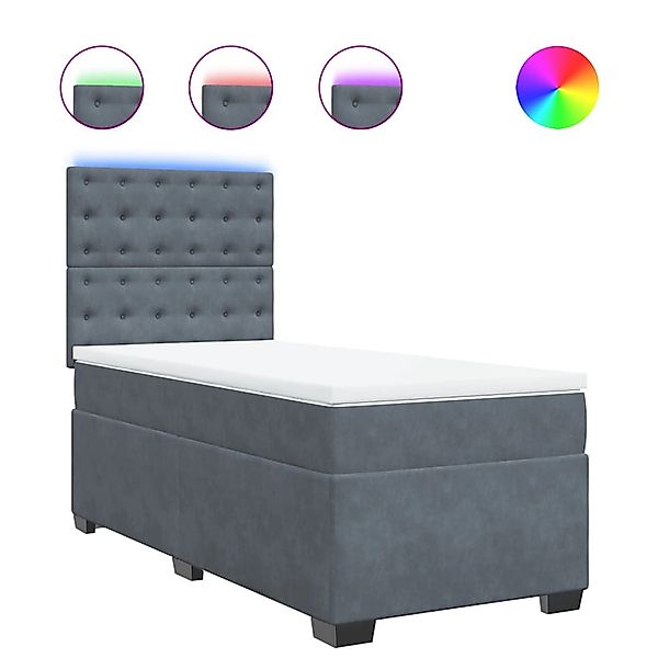 vidaXL Boxspringbett mit Matratze Dunkelgrau 90x190 cm Samt 3293099 günstig online kaufen