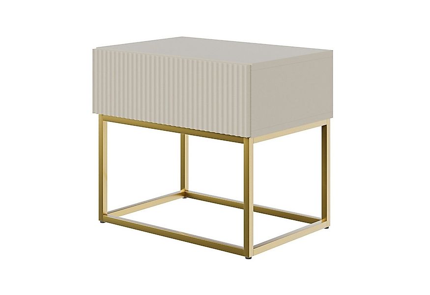 Selsey Nachttisch VELDIO, mit Schublade, gefräster Front und Metallbeinen, günstig online kaufen