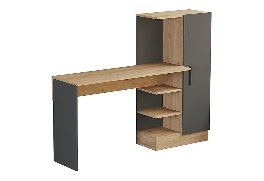 en.casa Schreibtisch, »Varhalo« mit Schrank 120x153x40 cm Eichenoptik / Ant günstig online kaufen