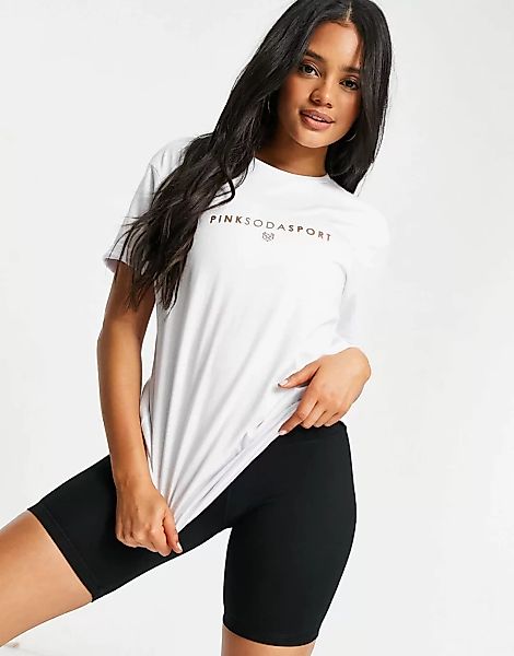 Pink Soda Sport – Cora – Boyfriend-T-Shirt in Weiß günstig online kaufen